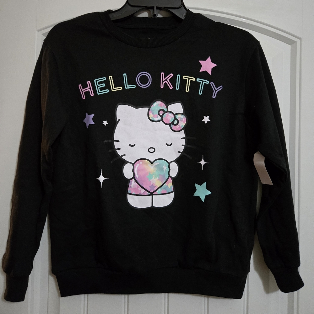 Hello Kitty Black Pullover Sweatshirt with Pastel Graphics